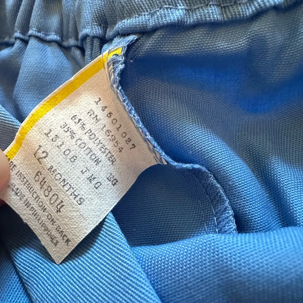 Unique Vintage Cotton Poly Two Piece Button Front Shirt & Short Set Sz 12 Months